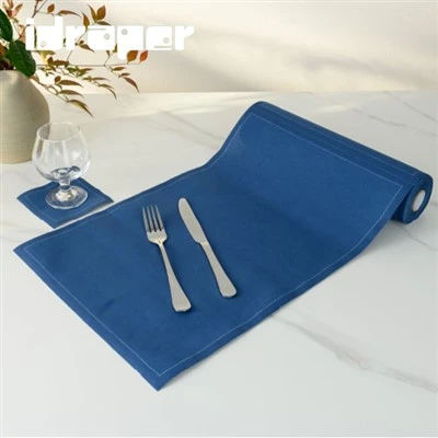 Serviettes en coton bleu royal